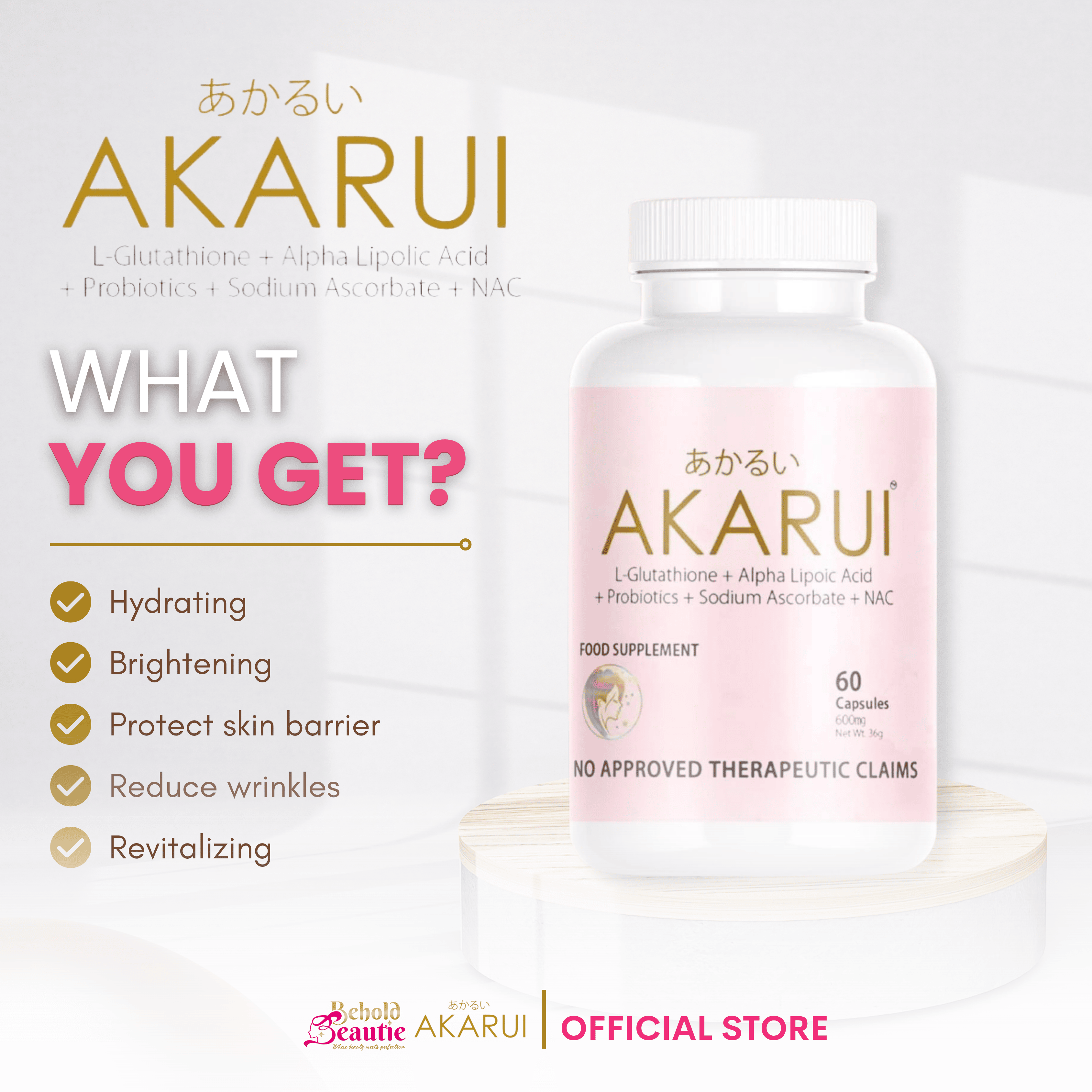 akarui glutathione fda approved JAPAN GLUTATHIONE+INTENSIVE WHITENING SOAP - FAST WHITENING with COLLAGEN, NAC, VITAMIN C,PROBIOTICS, ALA BeholdBeautie - True beauty starts