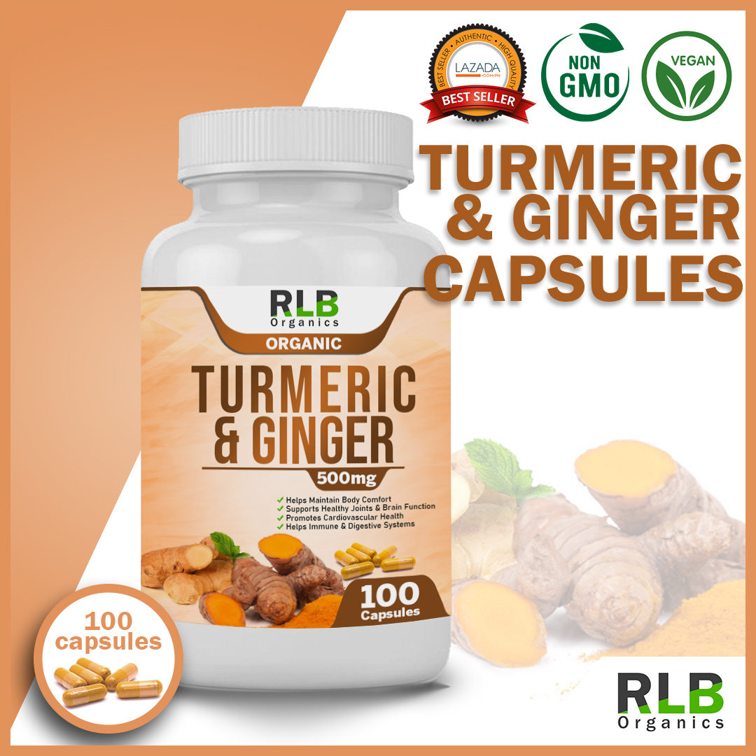 Organic Pure Natural Turmeric and Ginger Capsules (30, 60, 100 Capsules