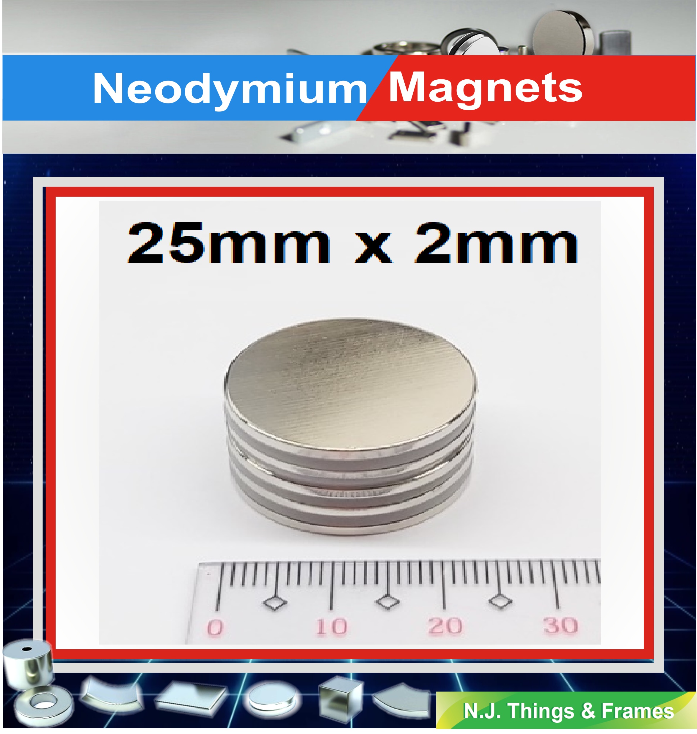 10x Super Strong Round Disc 25mm x 3mm N50 Rare Earth Neodymium Magnets 