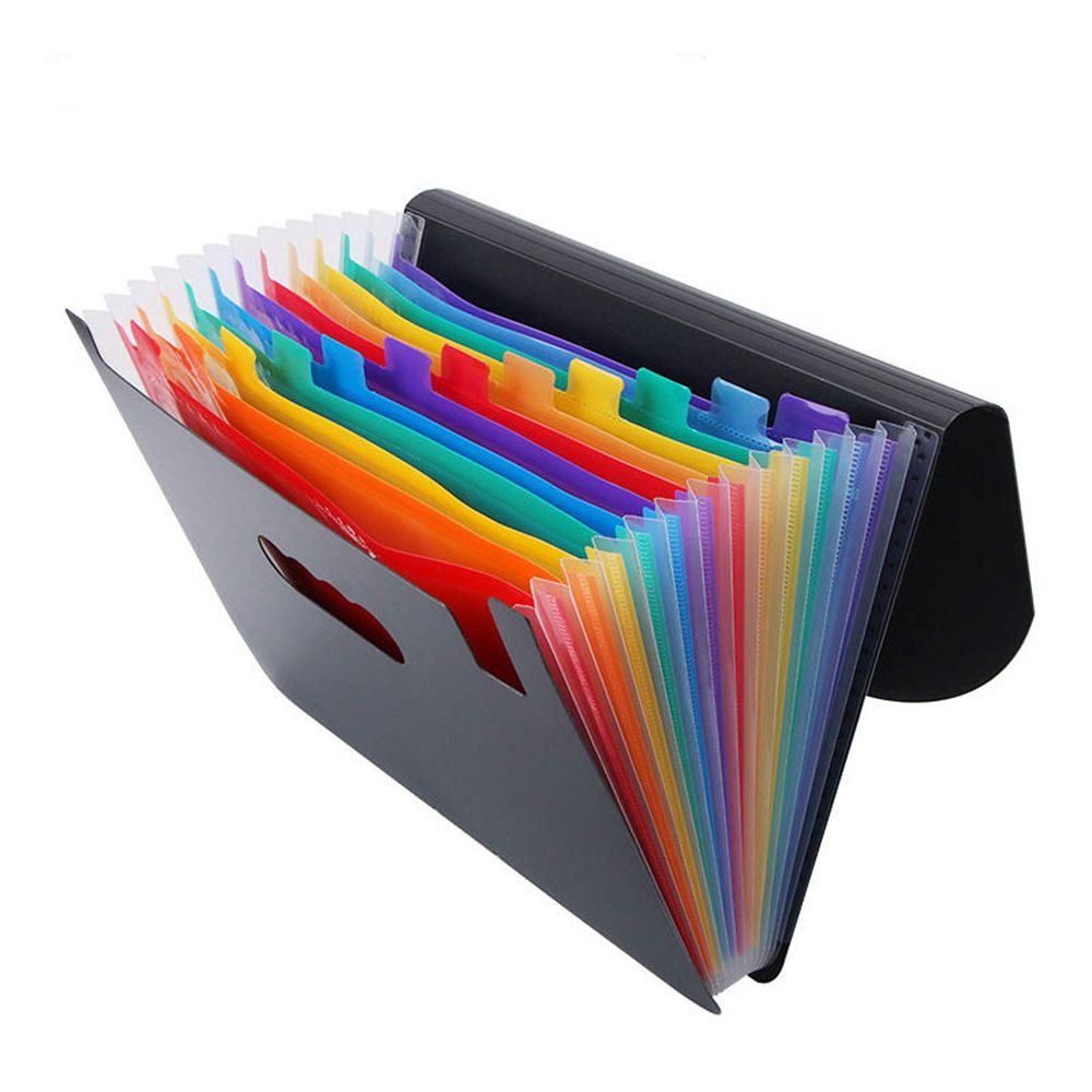 MMLUCK Large-capacity Desk Storage Waterproof Ticket Holder Documents Holder 13 Pocket Office Supplies Rainbows School Document Organizer Information book A4 Paper Folder A4 Organ Bag