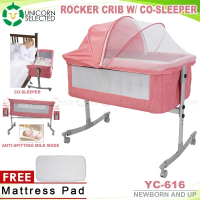 Unicorn Selected YC-616 Portable High Quality Baby Rocker Crib Co Sleeper Bassinet with Mosquito Net