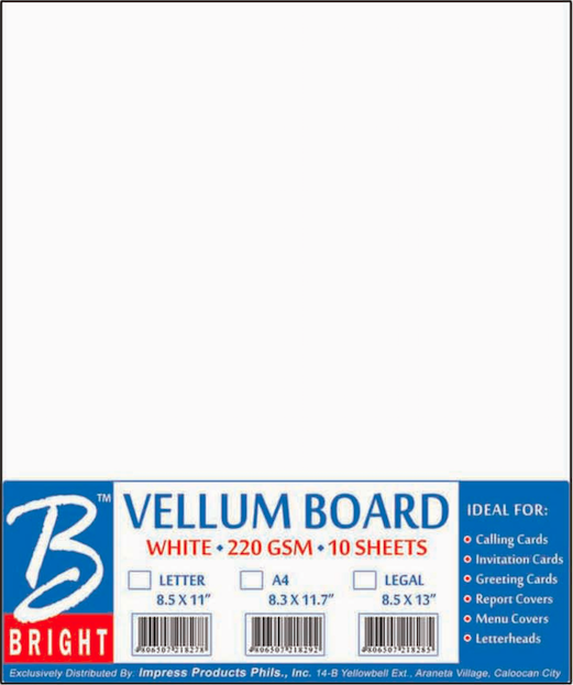 Bright Vellum Board 220GSM (White) A4 Size Lazada PH
