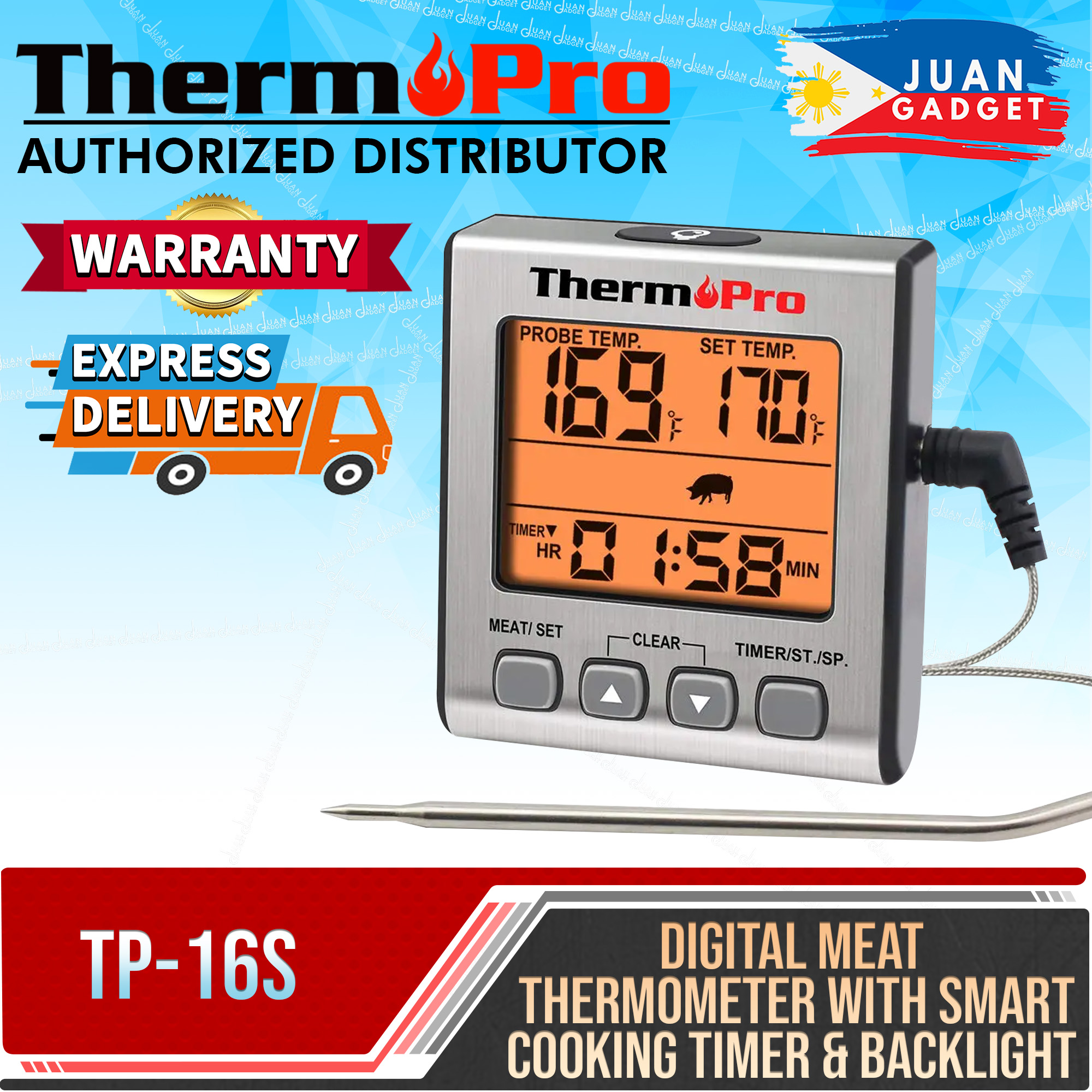  ThermoPro TP07 Wireless Meat Thermometer for Cooking, Digital  Grill Thermometer with Temperature Probe, Smart LCD Screen BBQ Thermometer  for Grilling, Oven Safe Food Smoker Thermometer for Kitchen: Home & Kitchen
