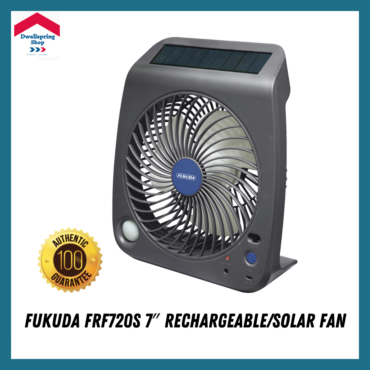 Dwellspring Solar Electric Fan Mini Rechargeable Portable 7 Inches