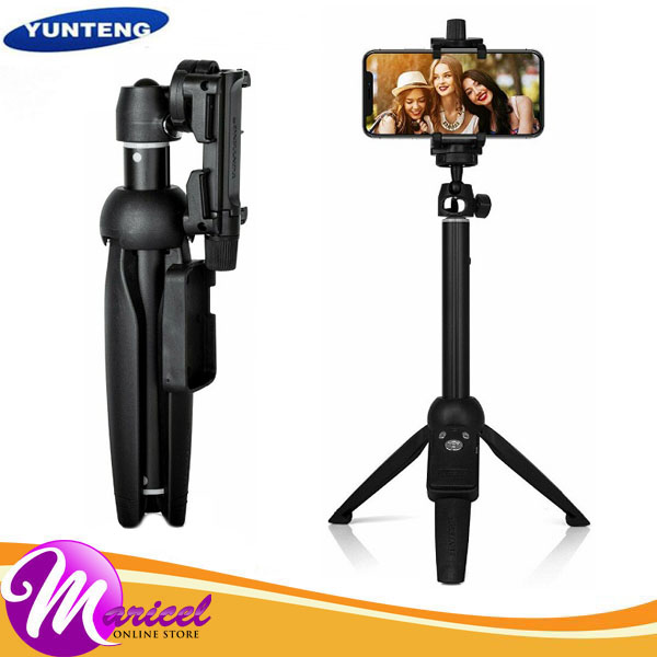 Yunteng Smartphone 2-in-1 Extendable Tabletop Stand Tripod Selfie Stick  Reflective Mirror Monopod w/ Bluetooth Remote for iOS iPhone and Android