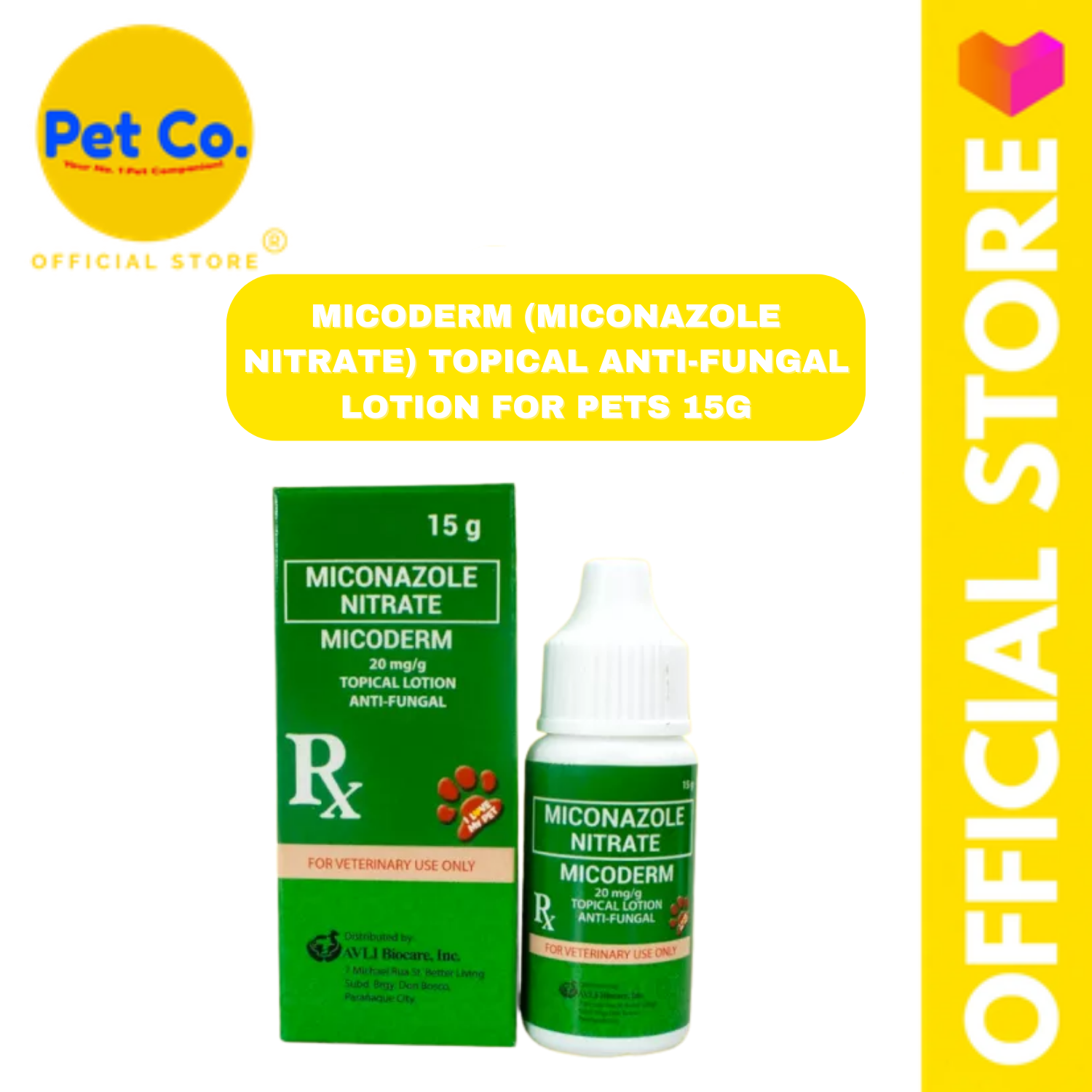 Micoderm (Miconazole Nitrate) Topical Anti-fungal Lotion for Pets 15g ...