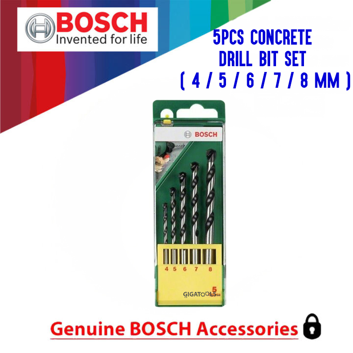 Bosch 5pcs Concrete Drill Bit Set ( 4/5/6/7/8 mm ) ( 2607019445 ...
