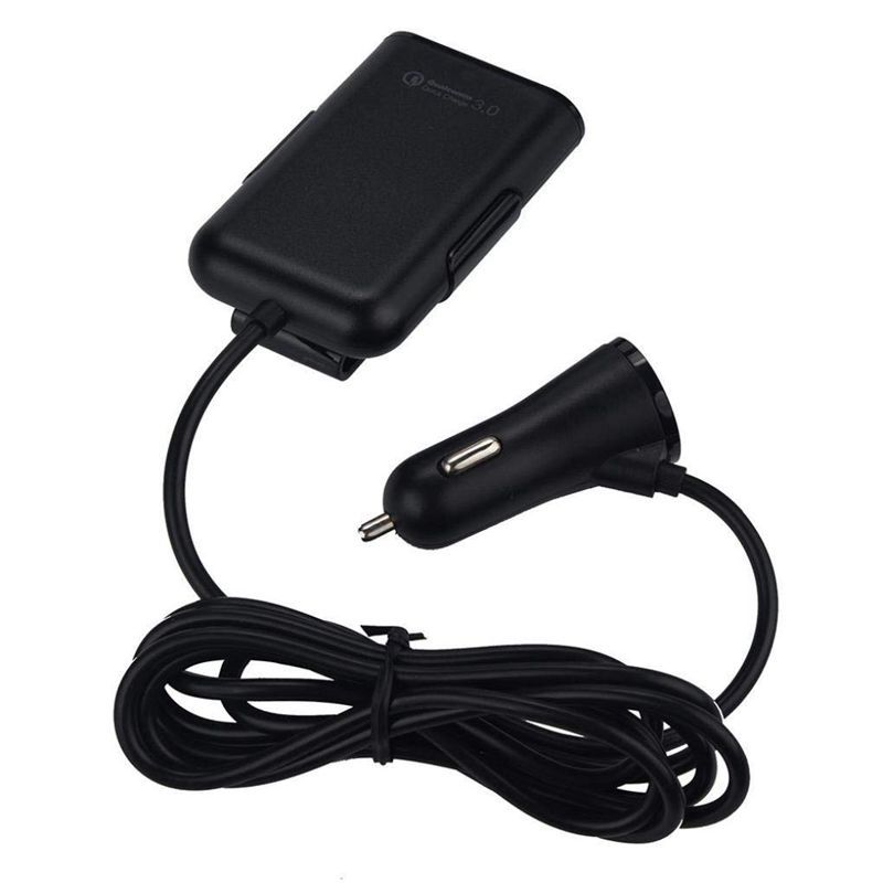 4Port USB Car Charger HUB Adapter Front Back Seat with 6 Feet Extension Cable 4 in 1 Smart Cell