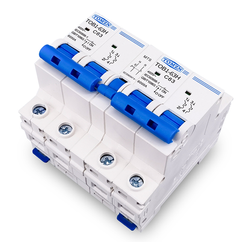 Interrupteur De Transfert Manuel 4P + 4P, 63A, Triphasé - Pour Basculement Entre Deux Sources D'alimentation électrique