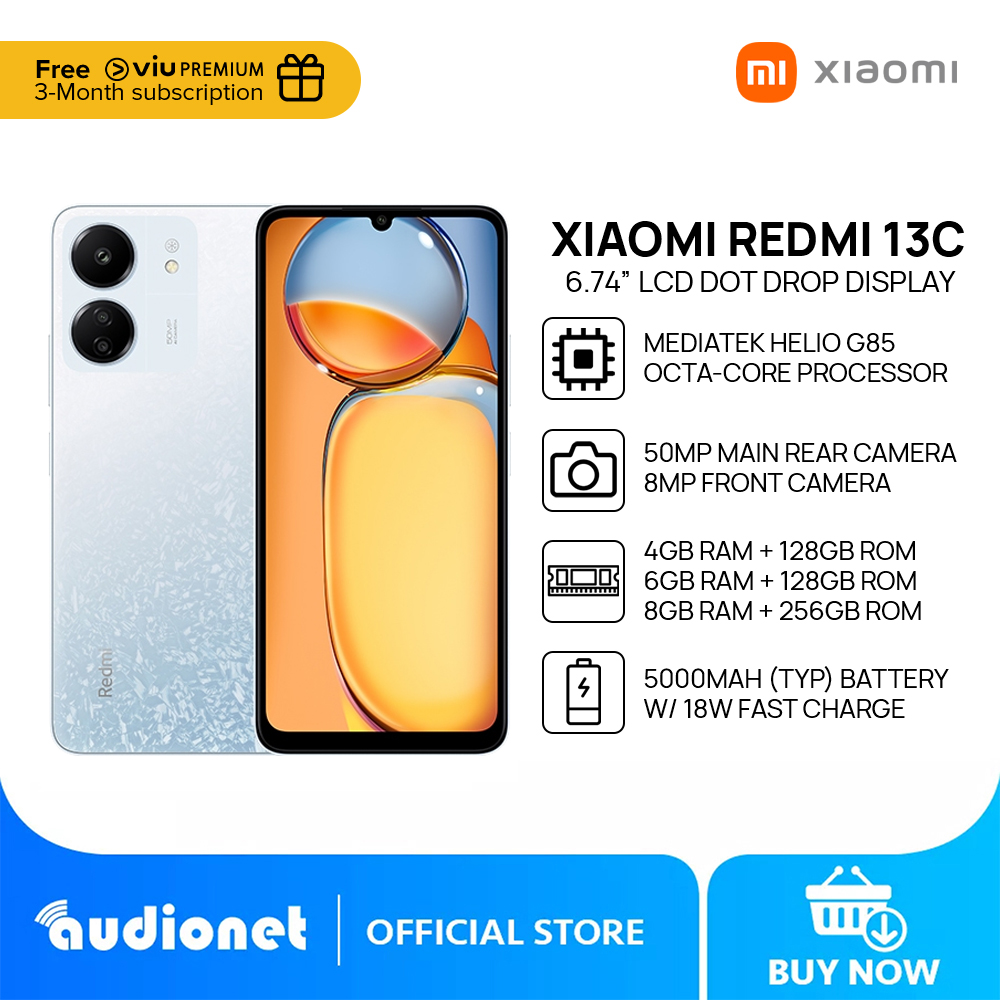 Xiaomi Redmi 13C Smartphone – 8GB RAM, 256GB ROM, 6,74 Inch 90Hz Display, 50MP Camera, 5000 MAh Batterij, NFC, Dual SIM – Midnight Black