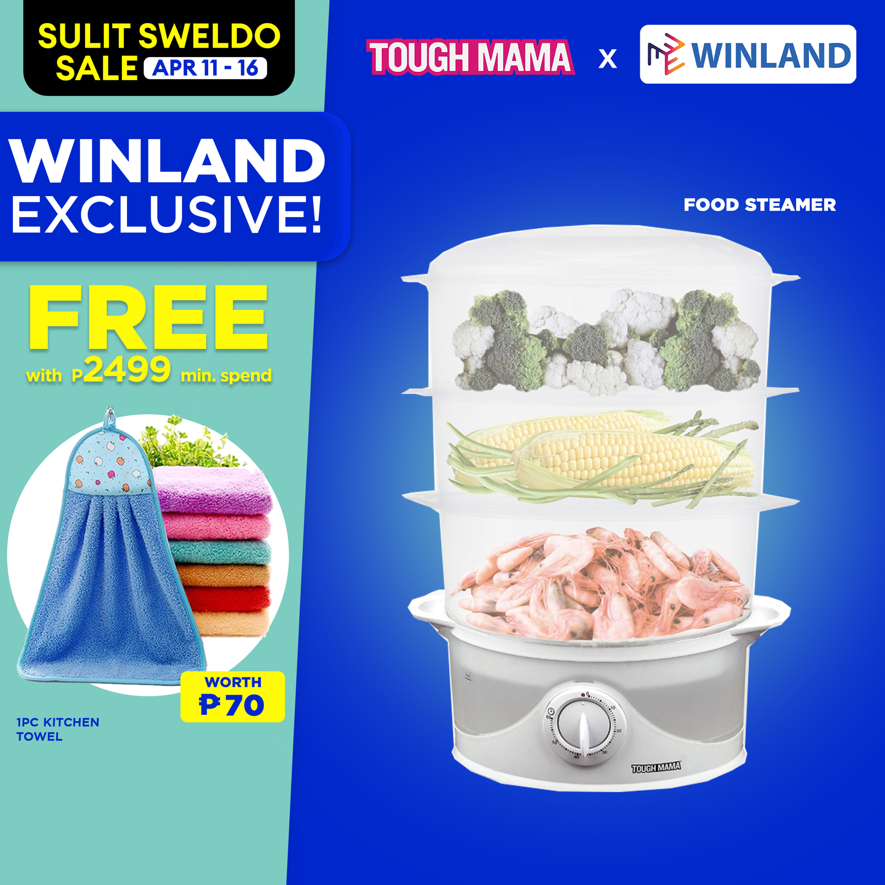 TOUGH MAMA by Winland 9.0L 3layer Electric Food Steamer with PP tray