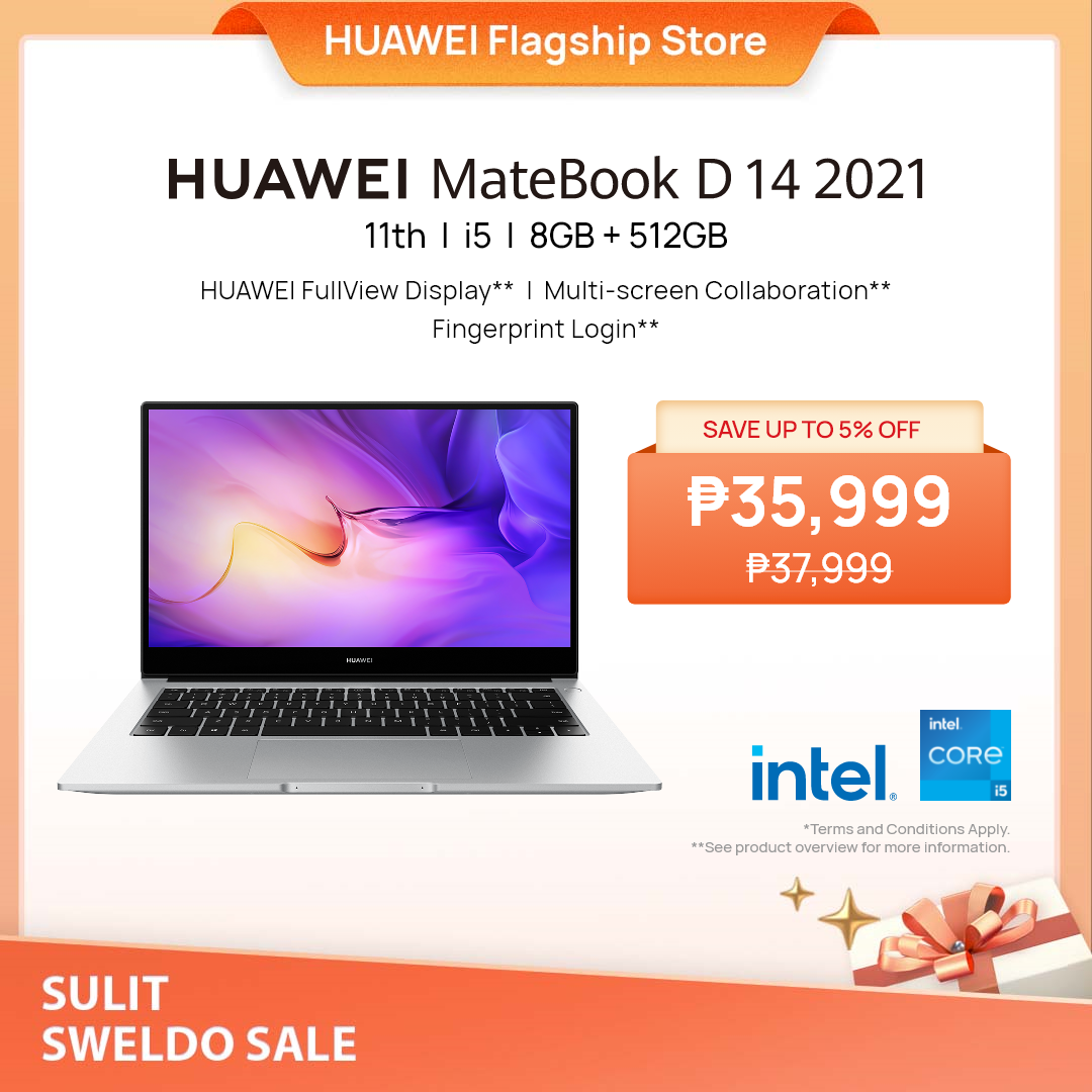 HUAWEI MateBook 14 2021 Laptop | 11th Gen Intel® Core™ | 8GB+512GB | Eye Comfort HUAWEI FullView Display | Lazada PH