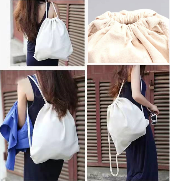Plain Canvas katsa drawstring bag Back pack String bag backpack