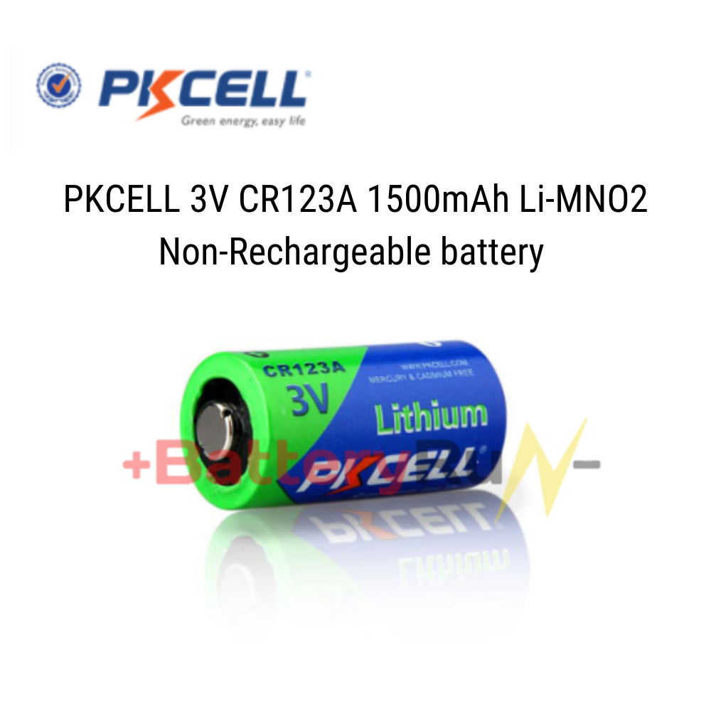 Pkcell 1500mAh 3V CR123A Lithium Battery, Lithium Photo Batteries