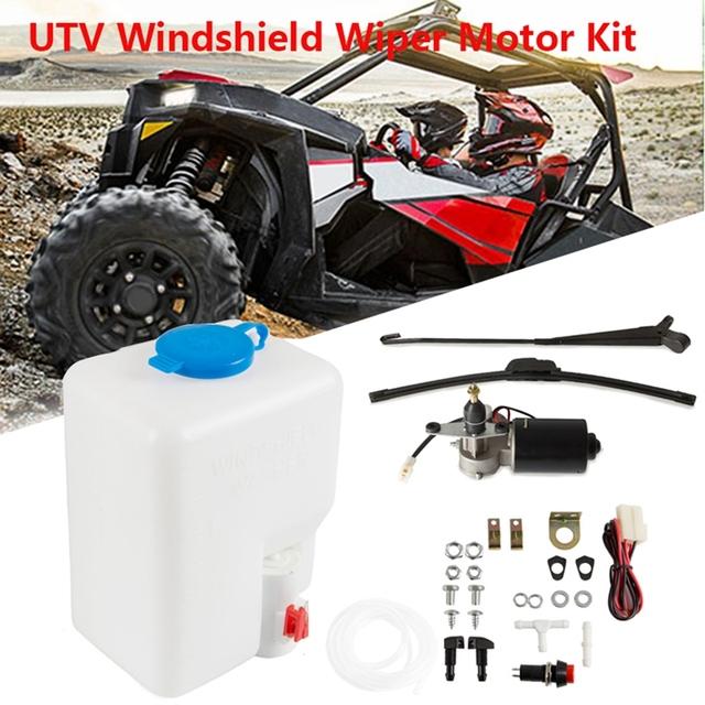Universal 12V Electric Windshield Wiper Washer Pump Kit with Spray
