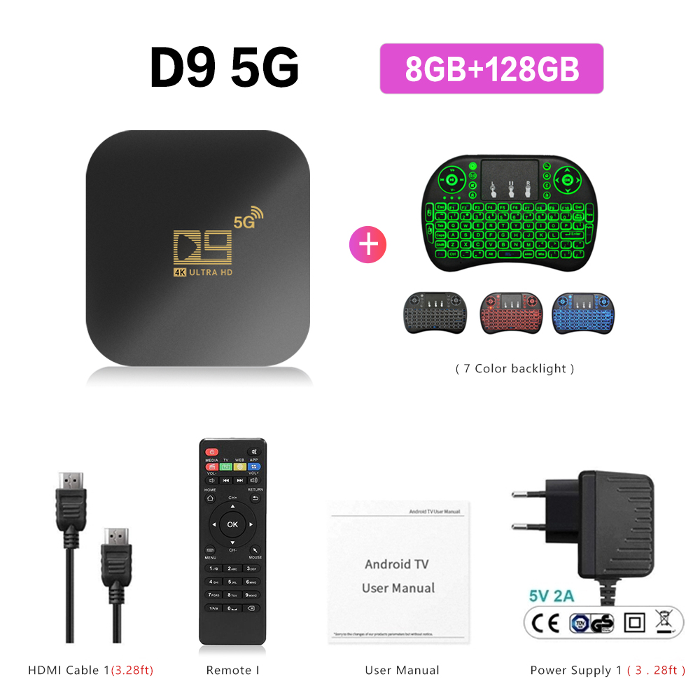 D9 5G 4k android tv box 5g smart tv 2022 8G RAM+128G ROM 2022 for not smart  tv 4K HD android smart tv box for non smart tv to connect wifi latest