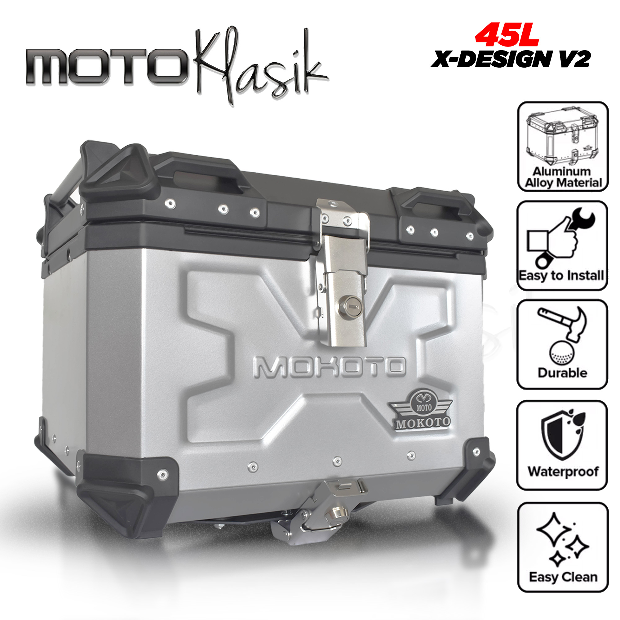 MOTORCYCLE HEAVY DUTY ALUMINUM TOP BOX 45L XDESIGN MOTO3600 / X