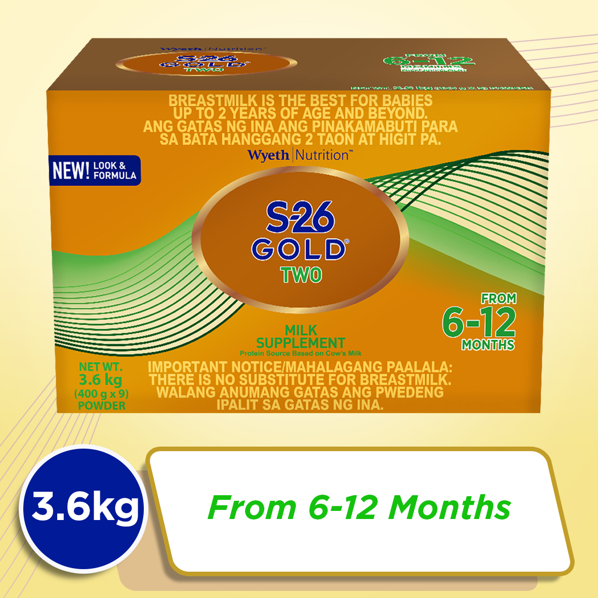 Wyeth® S-26 Gold® 6-12 months Milk Supplement, 3.6