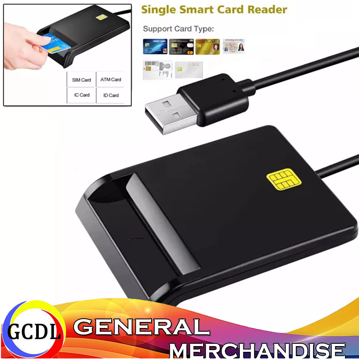 Card Reader 608 USB Smart Card Reader for Bank Card IC ID SIM TF Card ...