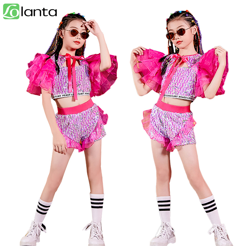 Teen Girls Summer Hip hop Dance Costumes Toddler Girl Cute Short