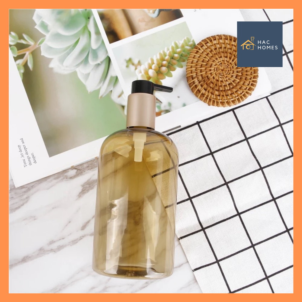 HAC HOMES Gold Plastic Pump Bottle Shampoo Lotion Empty Container Large