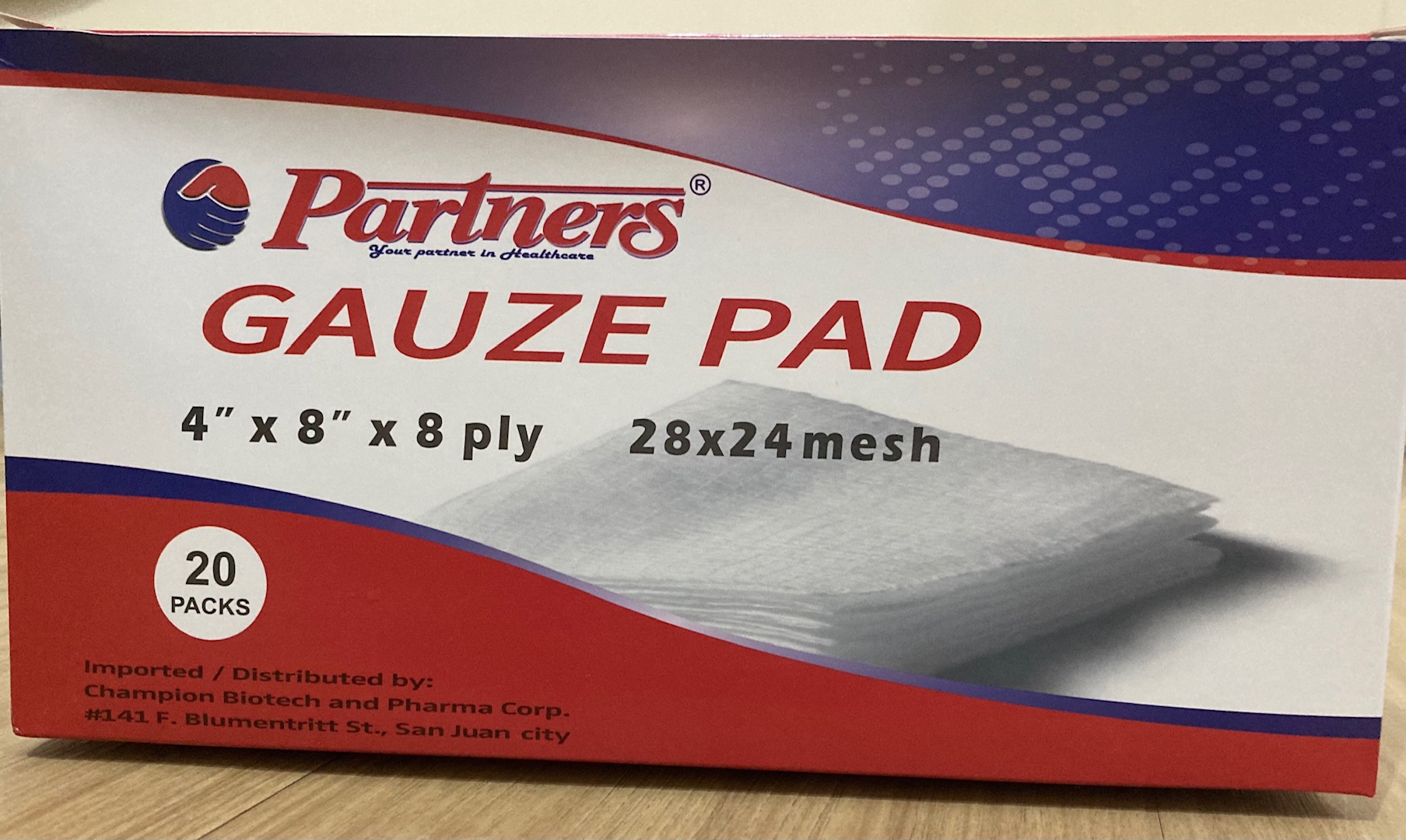 Gauze Pad, 4x8 ply, sterile, 5 pcs/pack, 20 packs/box, Partners Lazada PH