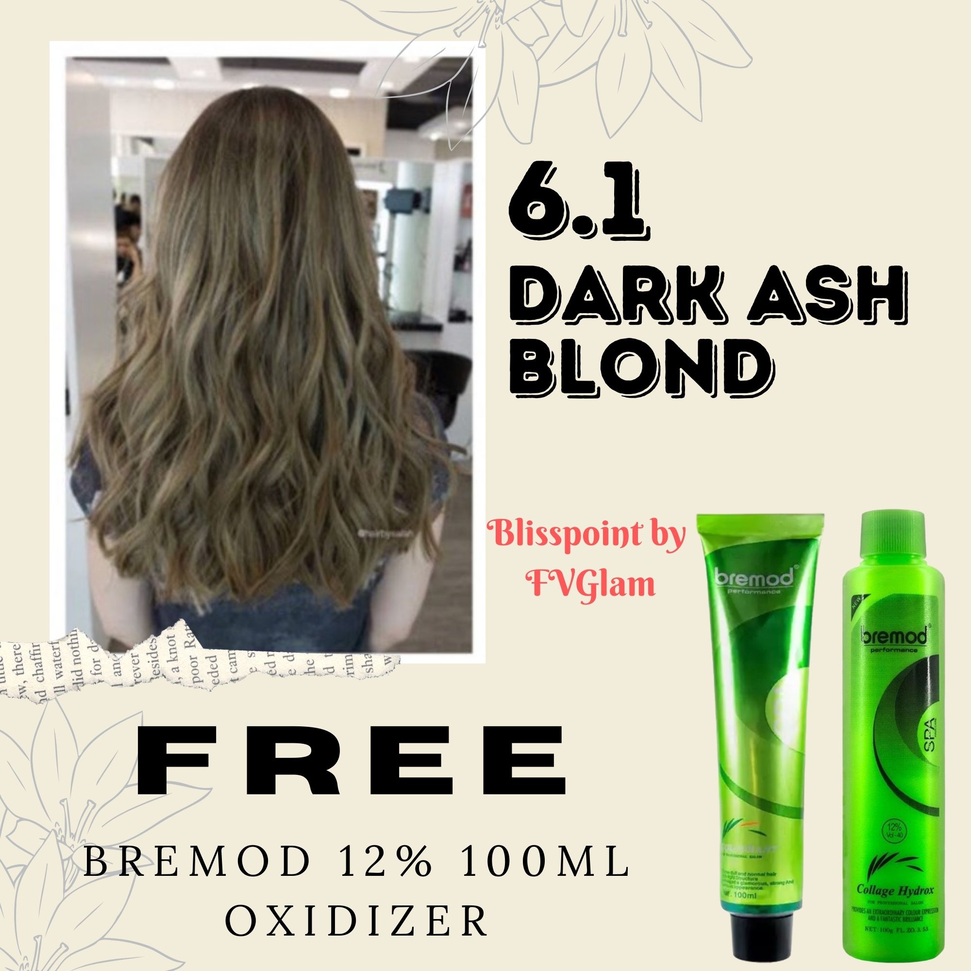 Bliss Point Bremod  + Bremod 12% 100ml Oxidizer FREE - Dark Ash Blond  Bremod Performance Hair Color 100ML TUBE | Lazada PH