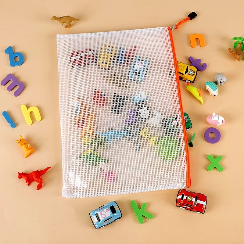 5PCS Stationery Storage Folder File Mesh Zipper Pouch A4 A5 A6 B4 B5 A3 B4 Document Bag Zip File Folders School Office Supplies