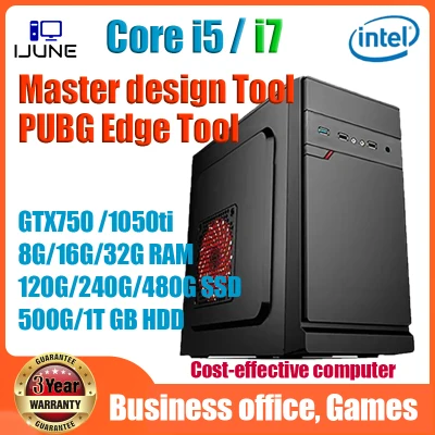 Desktop computer gaming Computer for game computer for design Home game computer Core i5 i7 GTX1050TI 4G Graphics with 16GB 2400 RAM and 480 GB SSD Hard disk Seagate computer system unit CPU