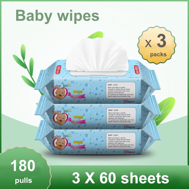 Set of 3 Baby Wipes Alcohol Free Wet Wipes With Cover Lazada PH