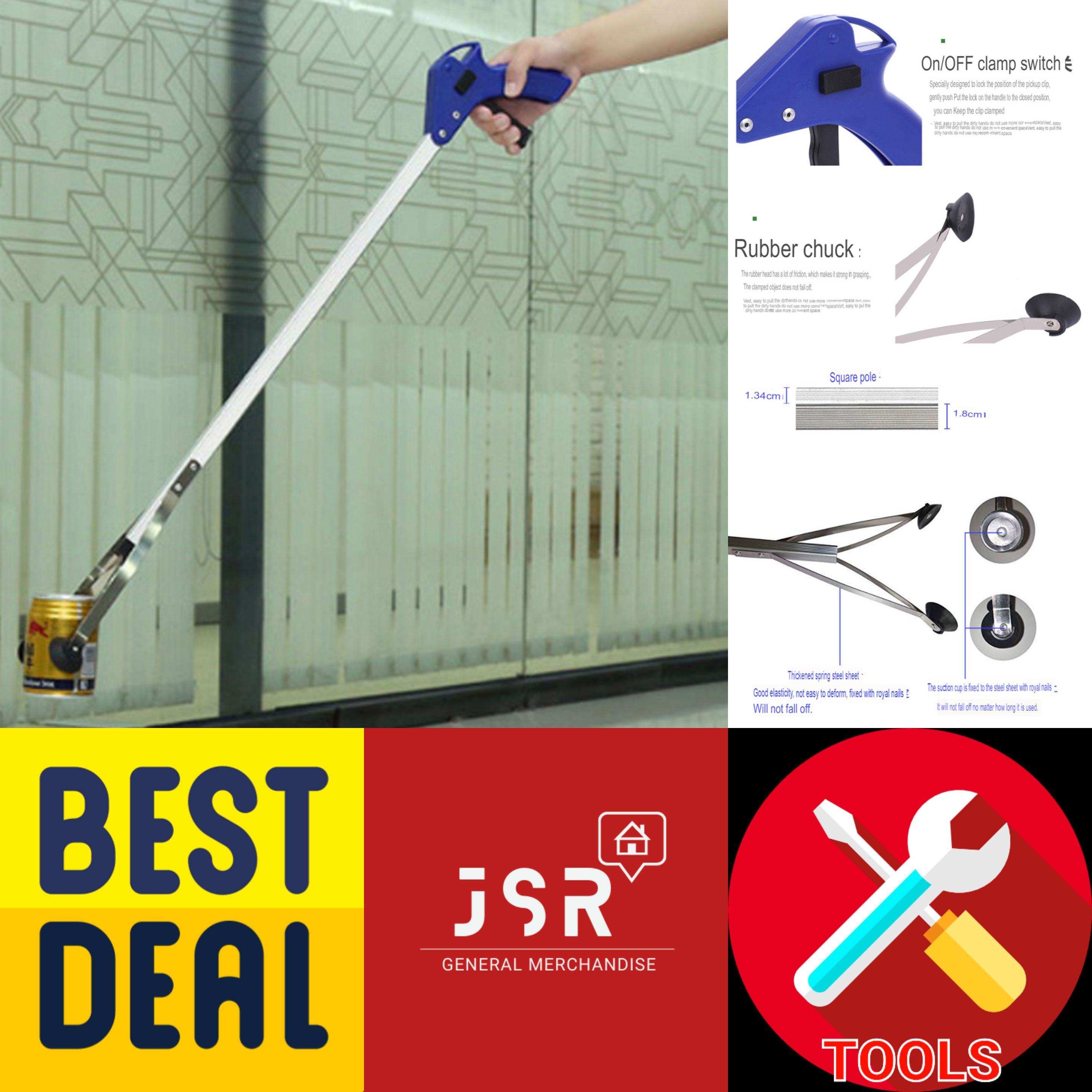 MEGA SALE Garbage Trash Picker Extension Rod Reacher with Clip Long