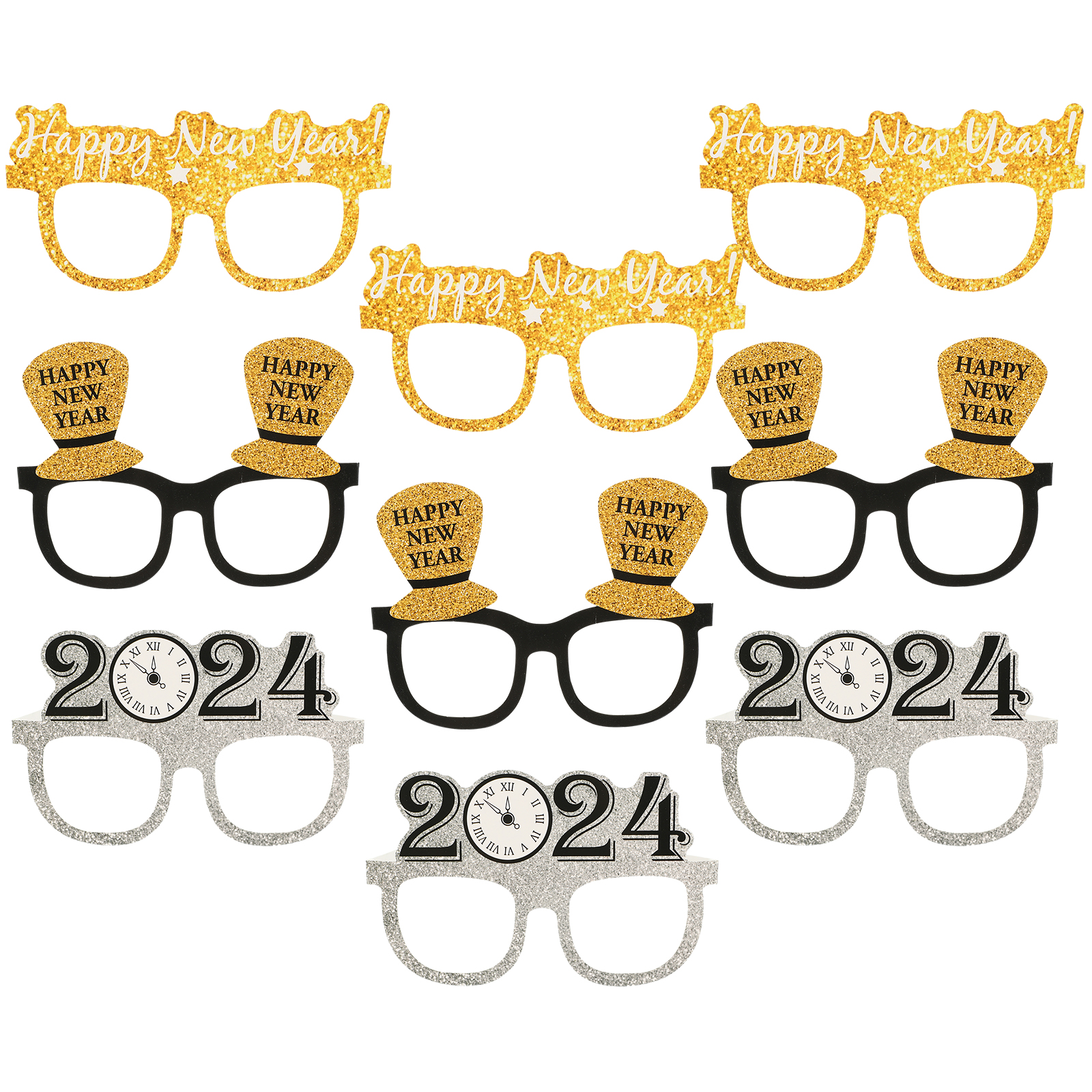 5 Pieces Happy New Year Eyeglasses Fancy New Year Party Glasses for  Christmas Party 2024 New Year's Eve Party Favors