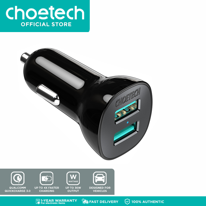 Quick Charge 3.0 Handy Kfz Ladegerät CHOETECH 30W Dual Port USB