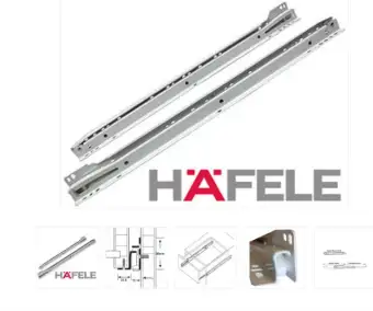 Hafele Drawer Guide Soft Roller Up To 25 Kg 22 Long For Cabinets