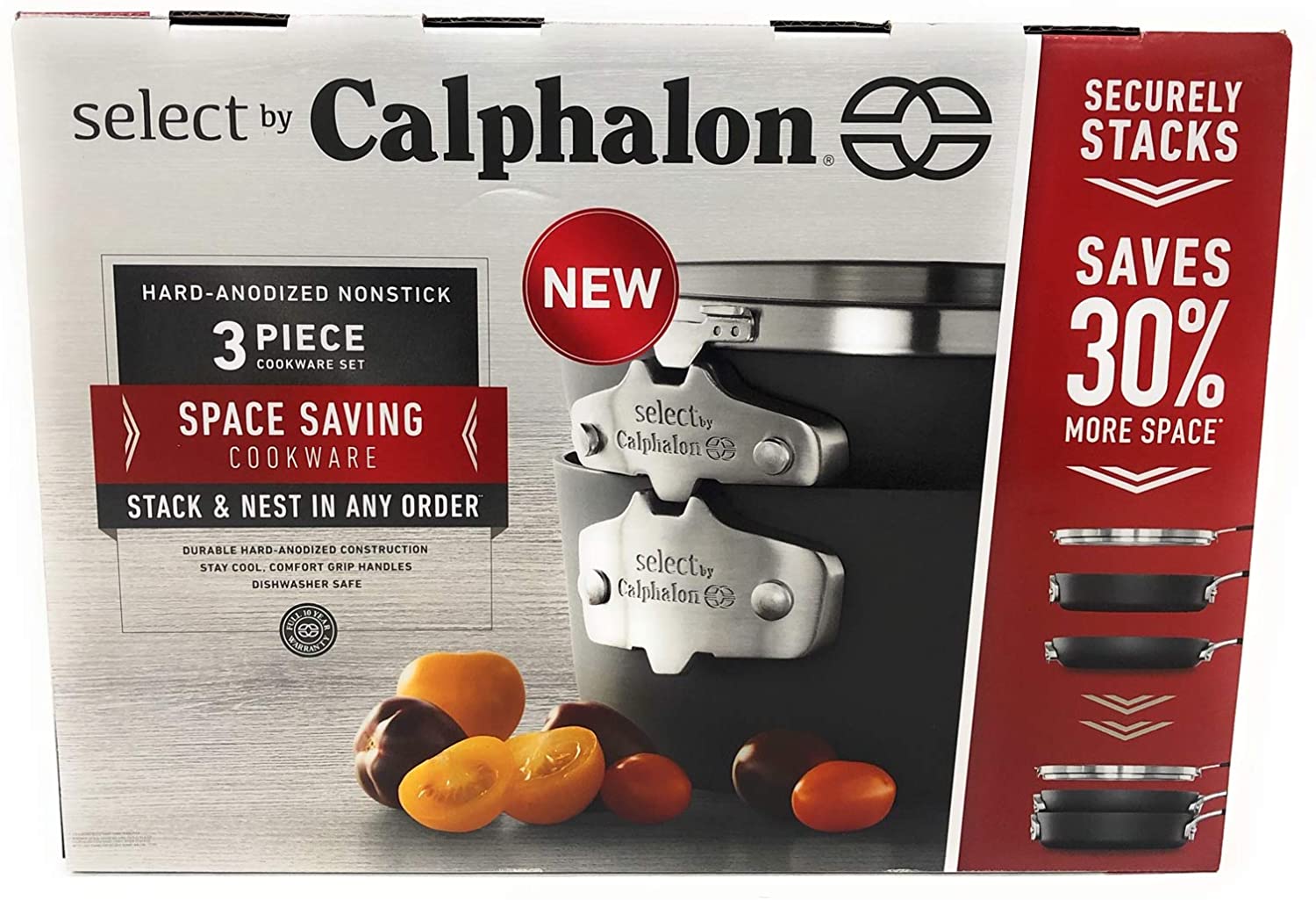 Calphalon Select Space Saving 3-Piece Hard-Anodized Aluminum