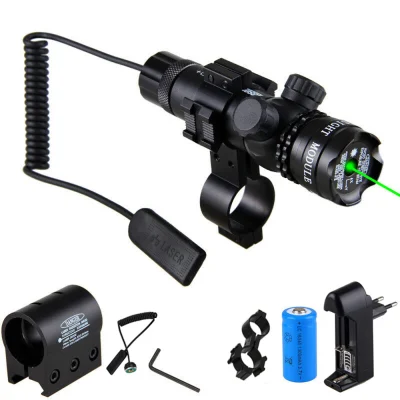 【Ship from Philippines/COD】Tactical Hunting Laser Pointer Sight Green/Red Dot R-ifle Mount Compact Scope A-irsoft Sport Rail & Barrel Pressure Switch Mount with Battery