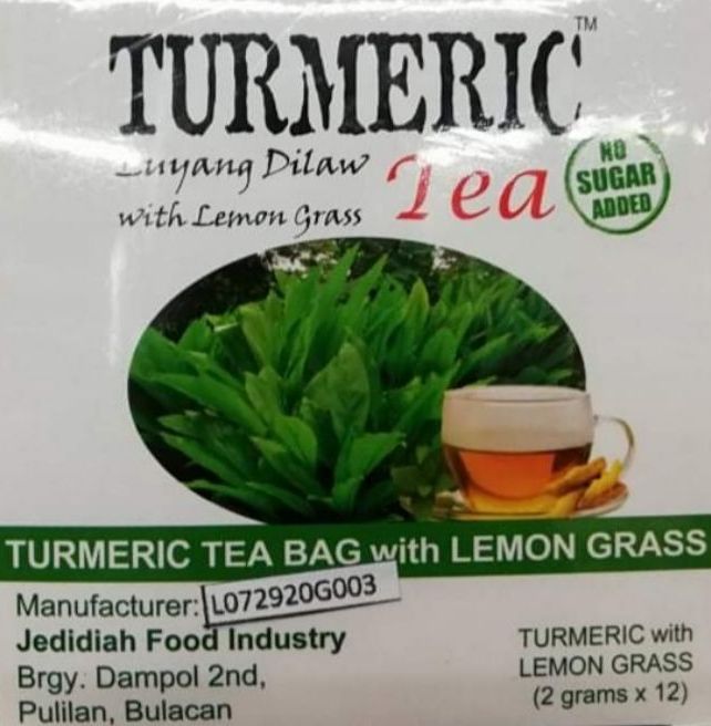 Turmeric tea bag with lemon grass, no sugar added ( 2 grams ×12