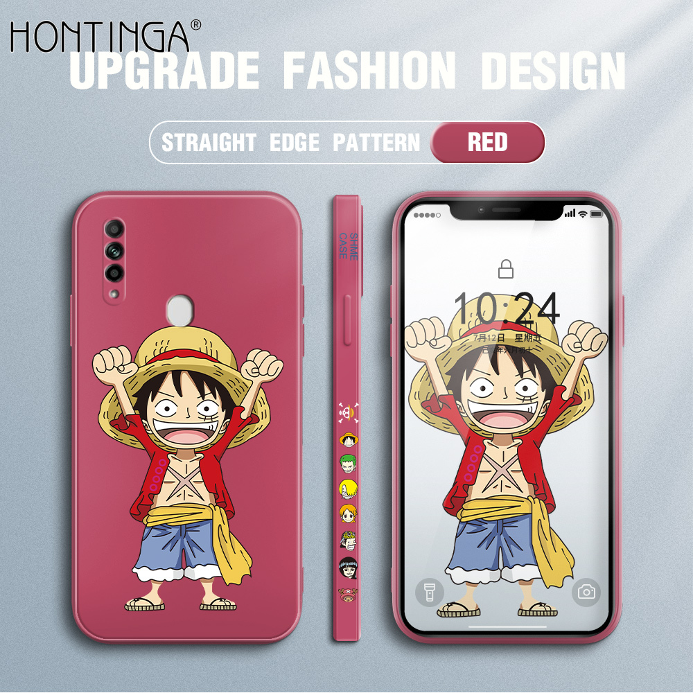 Hontinga Casing Case For OPPO A31 2020 Case Cartoon Anime Luffy Case Square Original Liquid Soft Silicone Edge Pattern Case Full Cover Camera Protection Cases Back Phone Casing Softcase For Boys