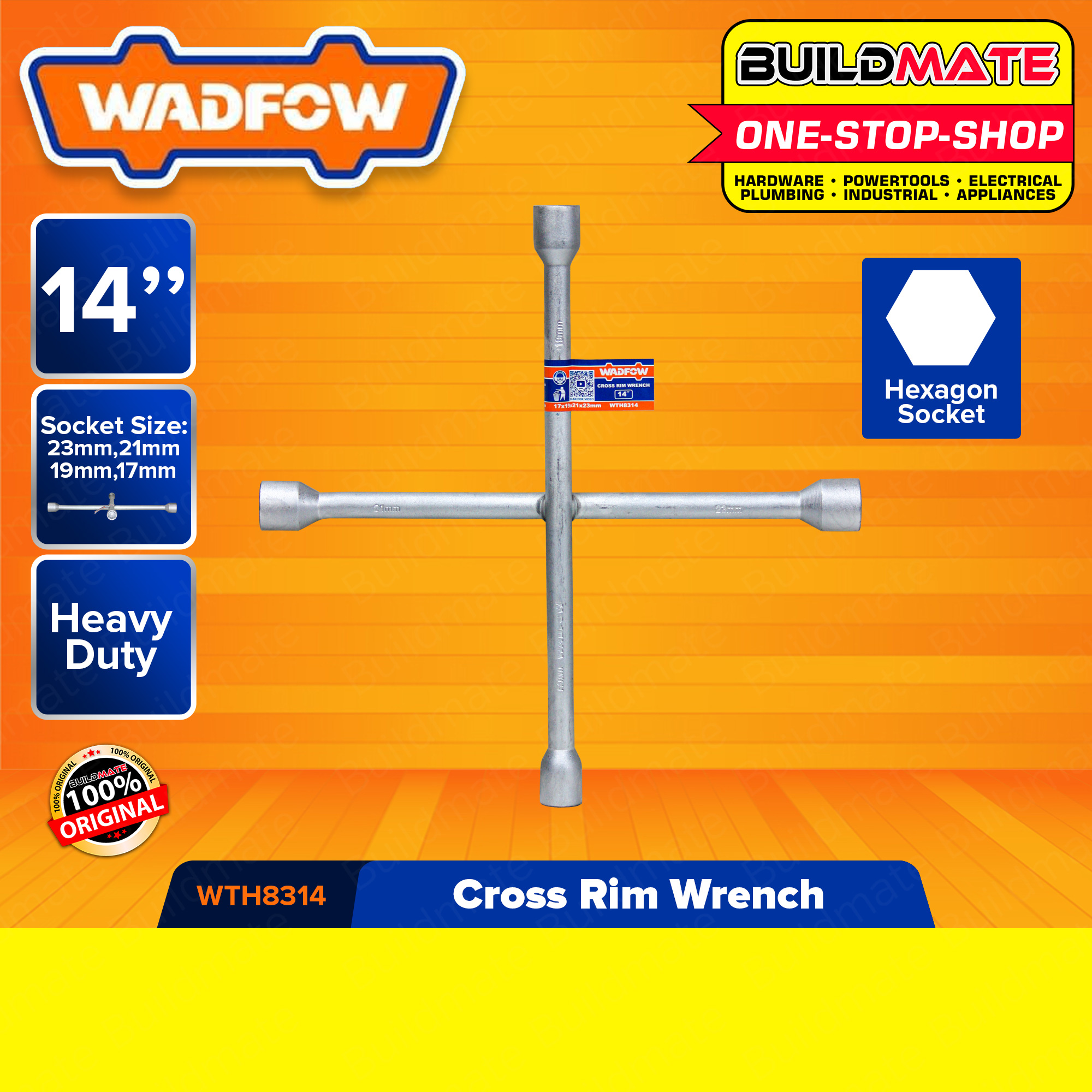 WADFOW Cross Rim Wrench 14" Inch 16" Inch Lug Wrench 4Way Cross Tire