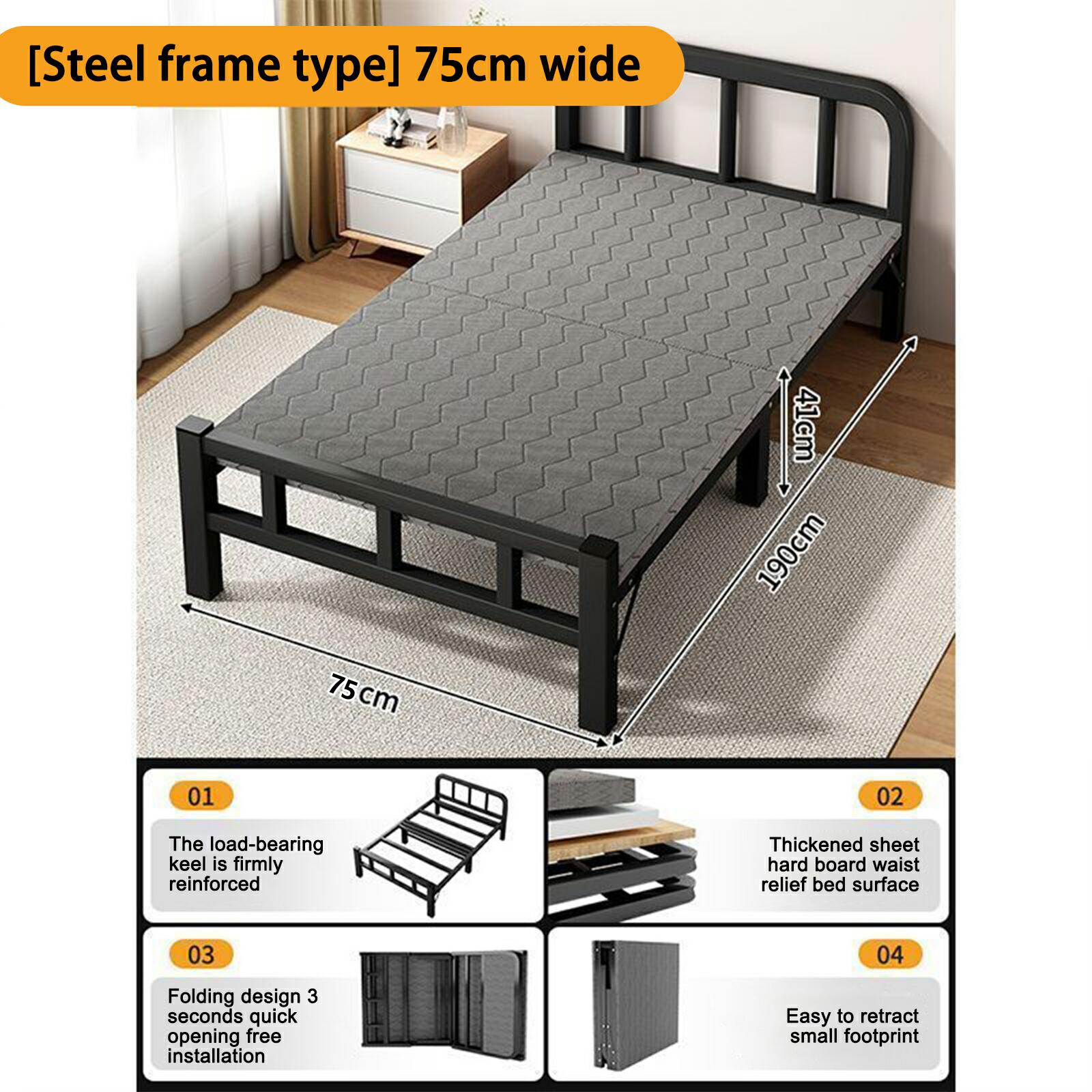 Household Portable Folding bed Single/Double Dorm Folding Bed Office