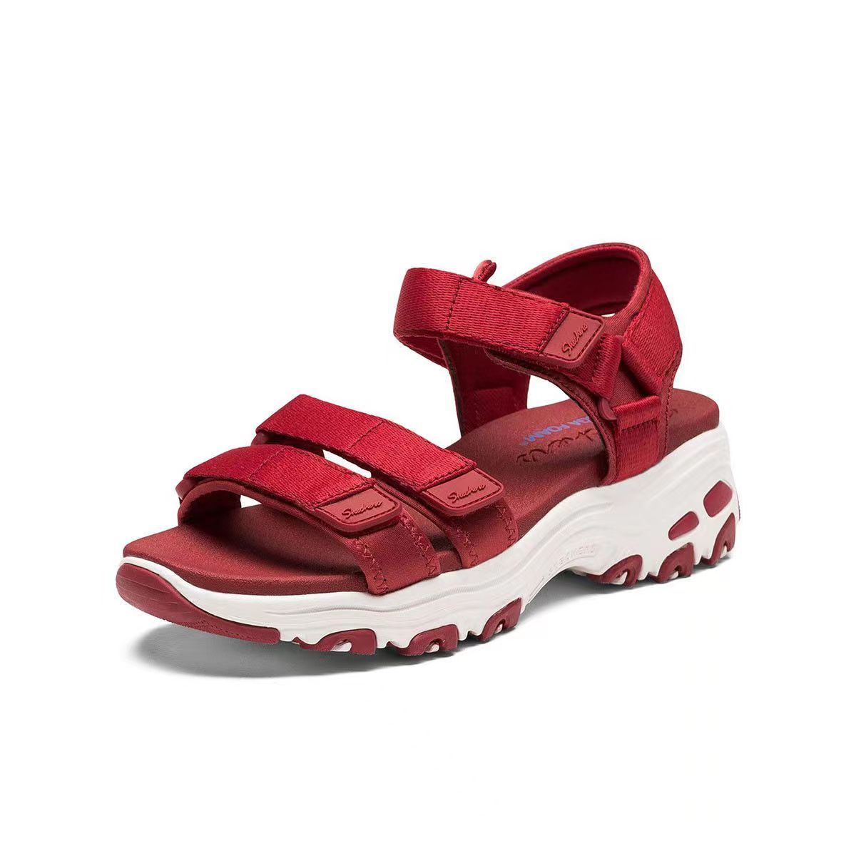 Skech Official Flagship Red Sandals Women's Shoes 2022 Summer New