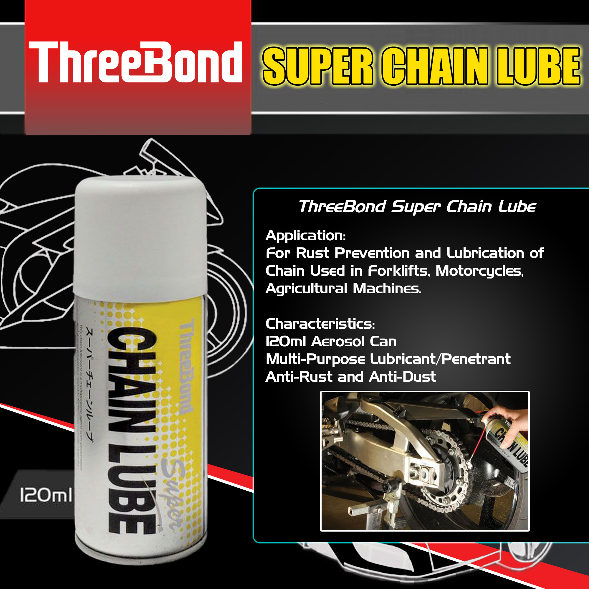 Threebond Super Chain Lube 120ml Can Lazada PH