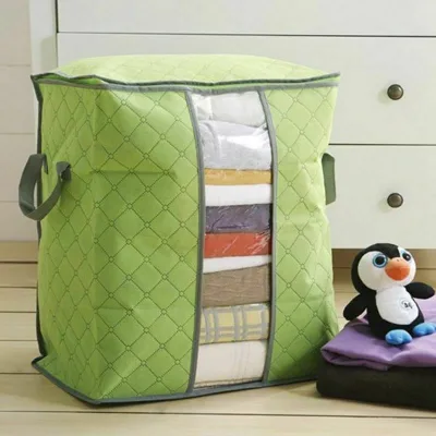 Foldable Storage Bag Bamboo Charcoal Fiber Clothes Sweater Blanket Closet Organizer Bag