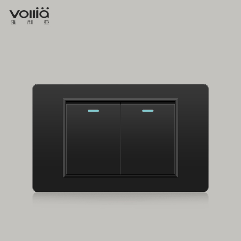 VOLLIA Black Wall Switch for Light 3/6 Pin Plug Electrical Socket