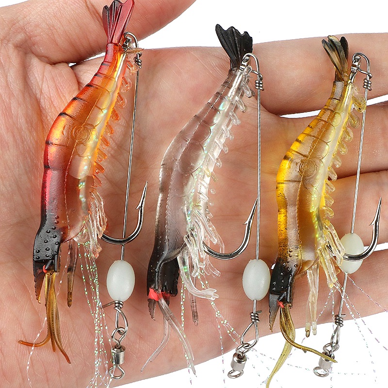 Soft Plastic Lures Artificial Bait Luminous Shrimp Fishing Lure Mixed