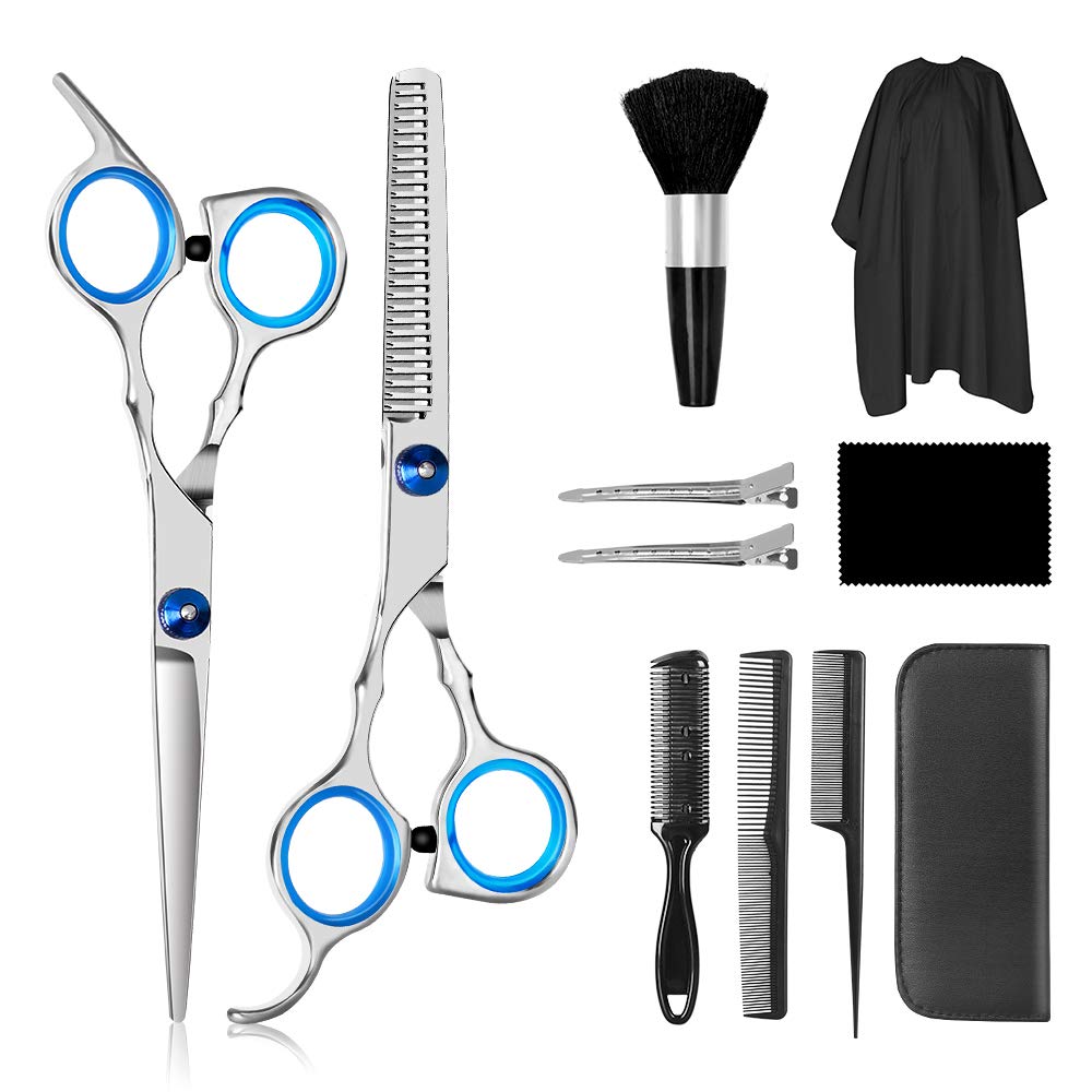 Professional Hair Cutting Scissors Sets 11PCS,Multi-purpose Hair Cutting Tools,Hair Clamps,Stainless Steel Material,for Salon,pet,Kids,Barber,Adults
