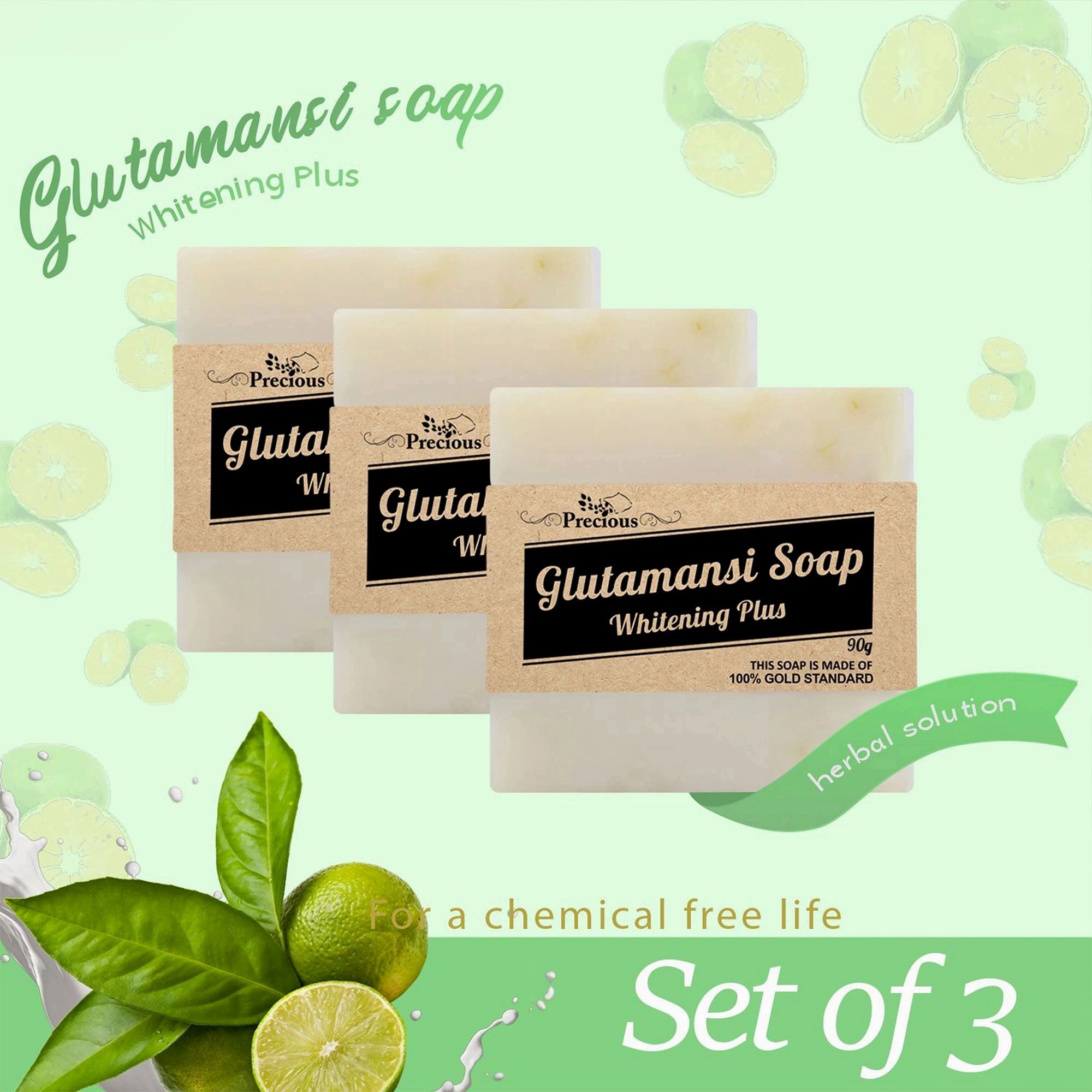 Organic Glutamansi Soap for Skin Whitening, Bleaching, Antiperspirant