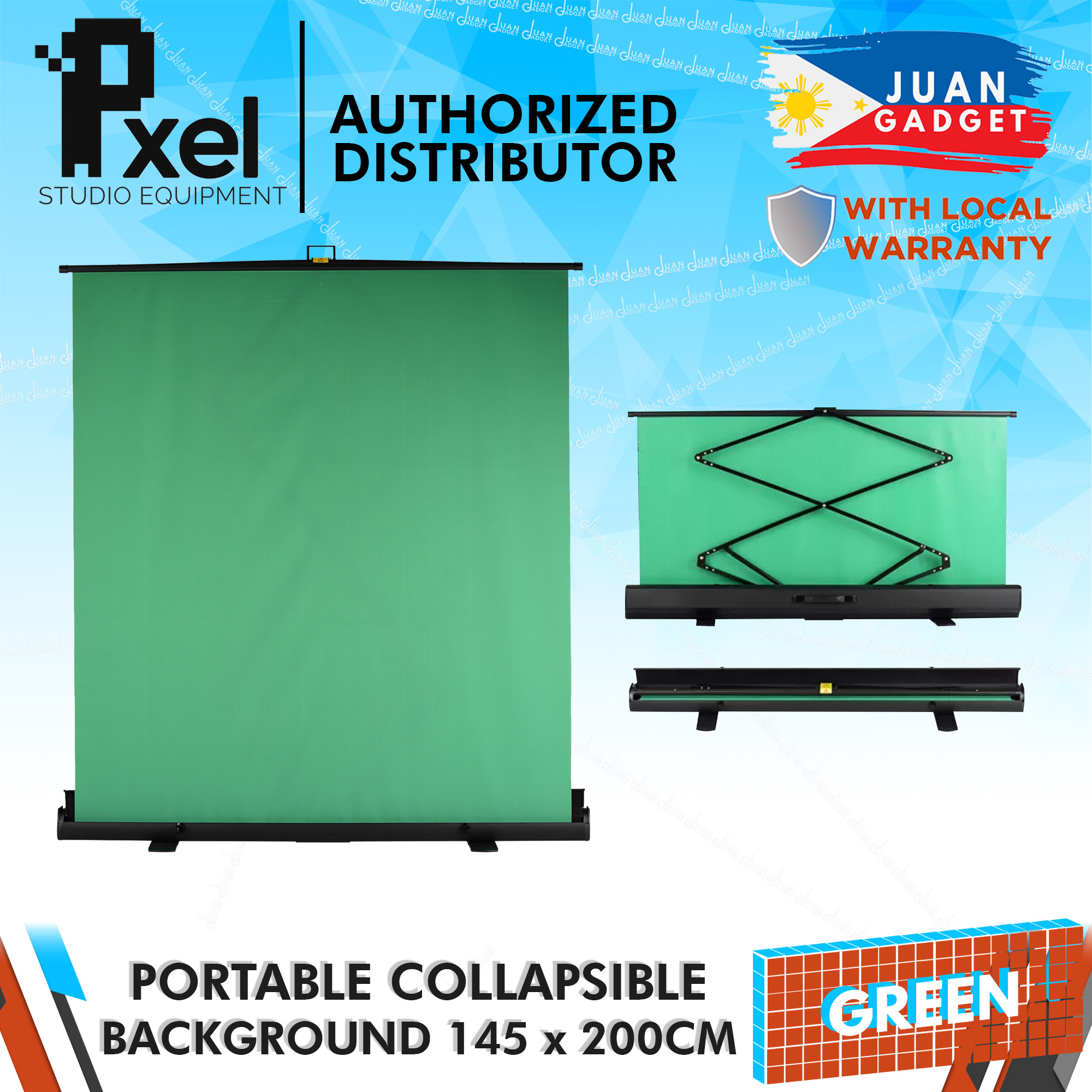 Pxel Collapsible Greenscreen Background Backdrop Pullup Style 145cm x