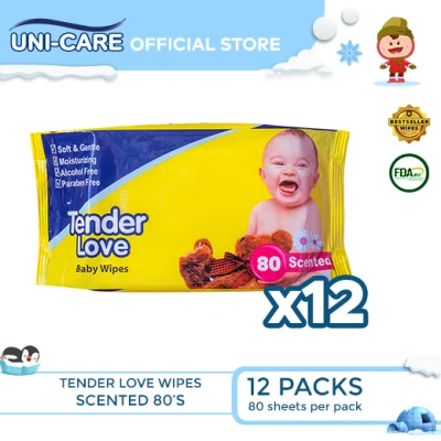 Tender Love Powder Scent Baby Wipes 80's Pack of 12