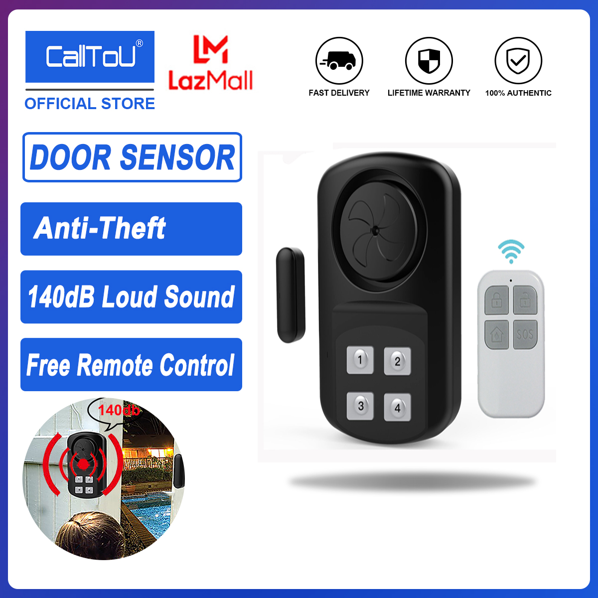 Calltou Wireless Door Sensor Alarm House Security Anti-theft System 140dB  IP67 Waterproof for Home/Farm/Hotel/Factory MC05